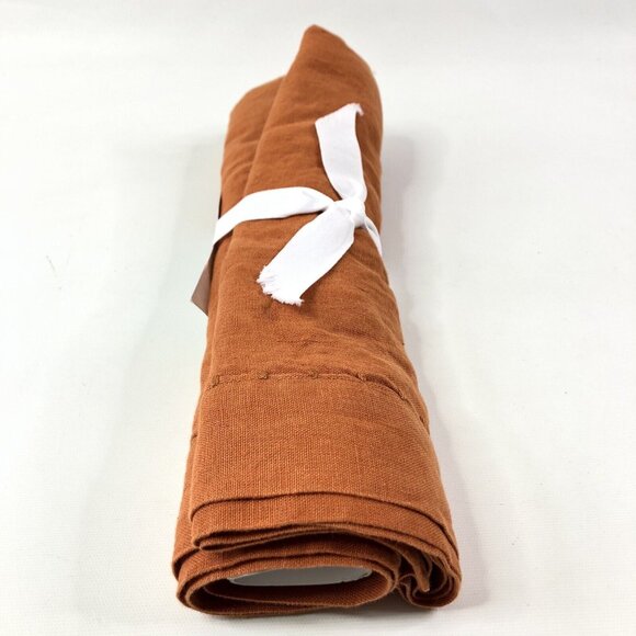 Williams Sonoma Italian Washed Linen Table Runner 18x108 Pumpkin Burnt Orange - Picture 6 of 9